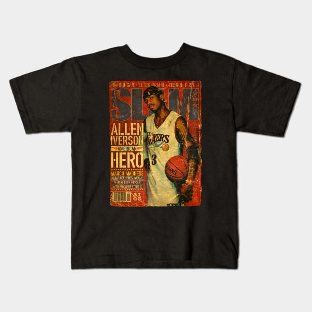 ALLEN IVERSON HERO Kids T-Shirt by Basket@Cover